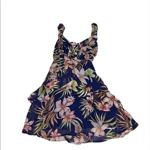 Tropical Ruffled Chiffon Dress